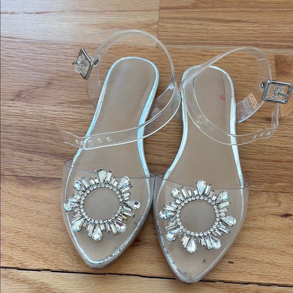 Elegant Clear Embellished kids shoe